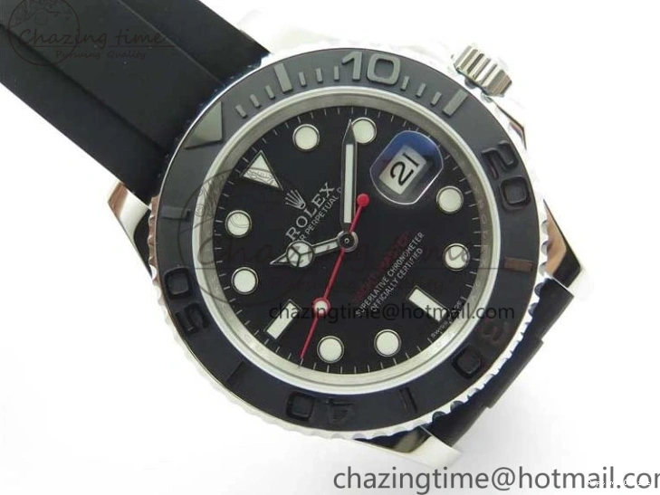 0130 Yacht-Master 116655 ARF SS Custom Made Black Ceramic Bezel on Oysterflex Rubber Strap A HighPerformance 3064